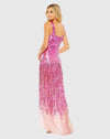 Sequin cross front mesh detailed gown - Hot pink