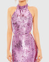 Open back high neck sequin gown - Orchid