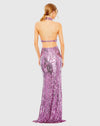 Open back high neck sequin gown - Orchid