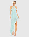 Mac Duggal #A11274 Sequin Halter Cut Out Ruffle - Aqua - Sale