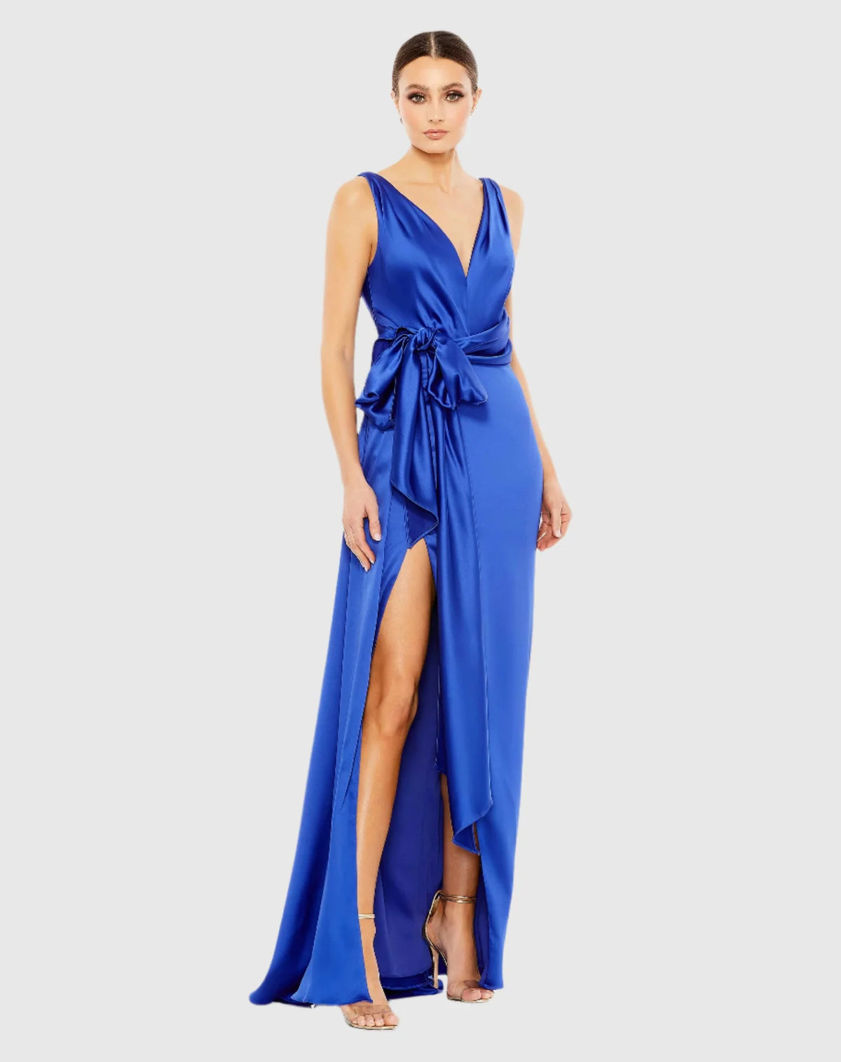 Mac Duggal, Grecian Bridal Silk Plunge Wedding Gown - Royal Blue #A12525