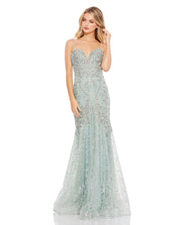 MAC DUGGAL, EMBELLISHED SLEEVELESS PLUNGE NECK TRUMPET GOWN, Style #A20242