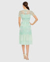 Embroidered Ruffled Cap Sleeve Midi Dress - Mint