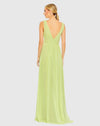 Chiffon Sleeveless Wrap Over A Line Gown - Lime