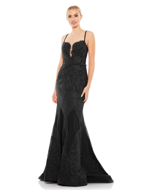 Mac Duggal #A79082 Embroidered Sleeveless Plunge Neck Trumpet Gown