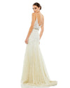 Applique Sleeveless Plunge Neck Trumpet Gown - Blush