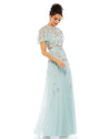 mac duggal, EMBELLISHED HIGH NECK BUTTERFLY SLEEVE GOWN, Style #A9136, mint, modest dress