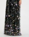 Embroidered Illusion Butterfly Sleeve V Neck Gown - Black