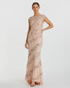 Mac Duggal #5500 Embellished Cap Sleeve Gown - Nude