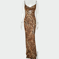 Rat and Boa Valentina Sexy Leopard Print Maxi Dress Beachy Sheer