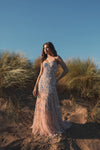 Pink Strapless Sweetheart Embellished Net Gown - Light Rose