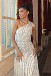 Beaded asymmetric gown - Nude Gold