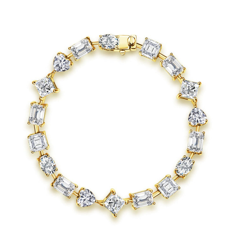 Multi Cut Stone Wedding Bracelet, Yellow Gold