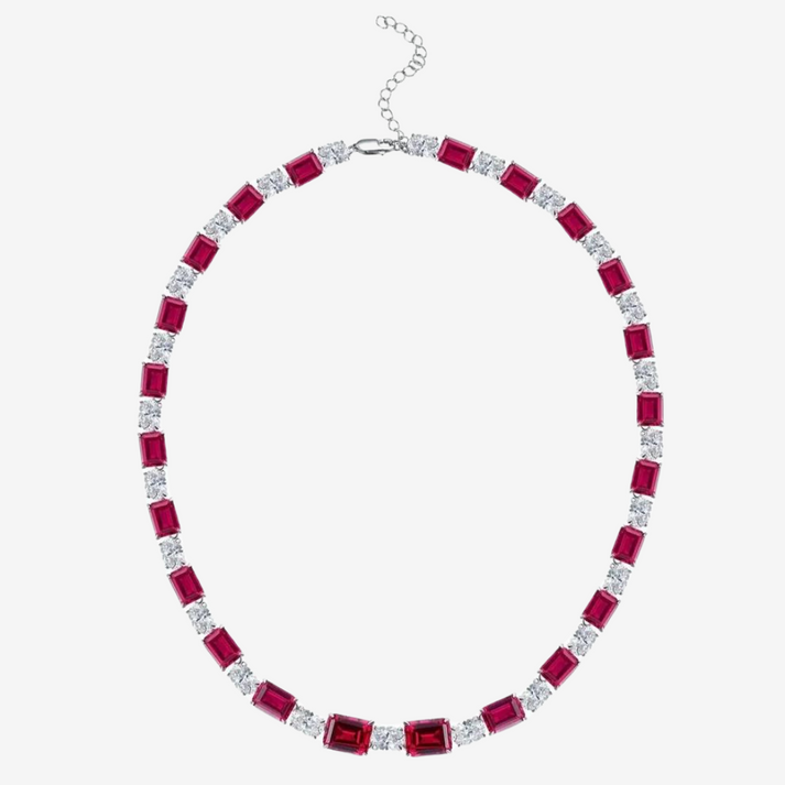 Ruby Red & Diamond Riviere Necklace