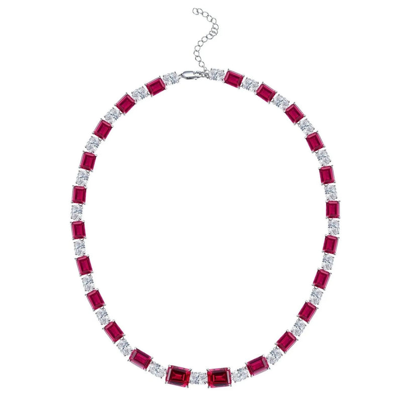 ruby red & Diamond Riviere Necklace