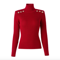 balmain inspired button detailed rollneck sweater is a sexy and sophisticated jumper made from soft ribbed knit, medium stretch fabric with beautiful button detailing. This turtleneck sweater is available in a series of colours and can be worn either casually or dressed up!  red