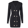 Long sleeve button detail mini dress - Black