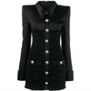 Long sleeve boucle button detail shirt dress - Black