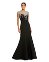 Mac Duggal #11775 Draped Pearl Beaded Mermaid Gown - Black 