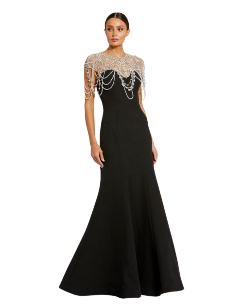 Black mermaid gown best sale