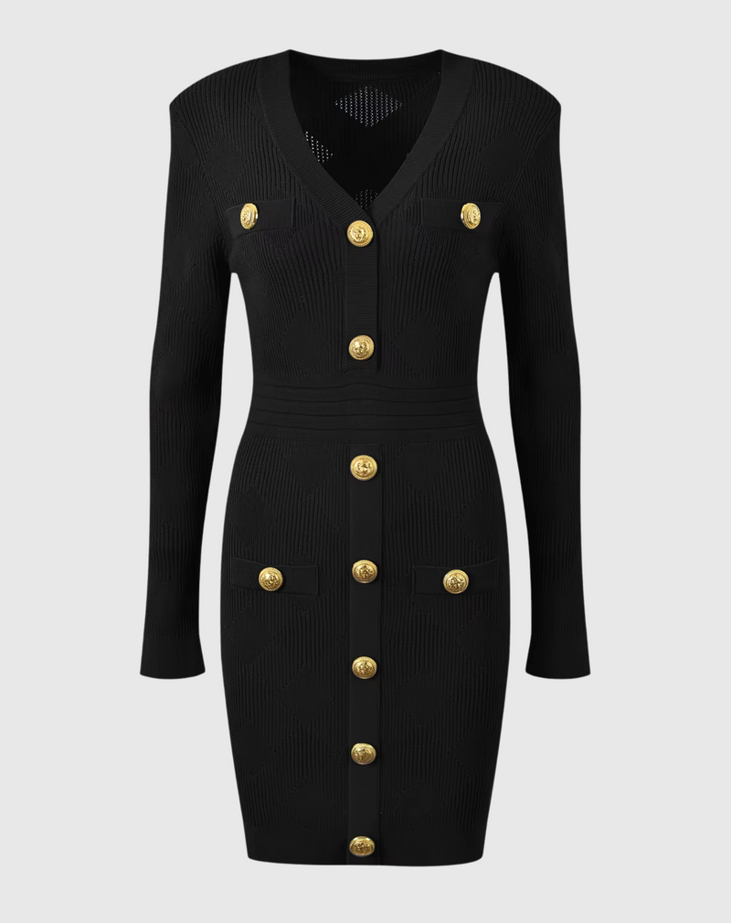 balmain style long sleeve dress