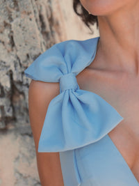 Sleeveless V Neck Bow Detail Mermaid Gown - Candy Pink