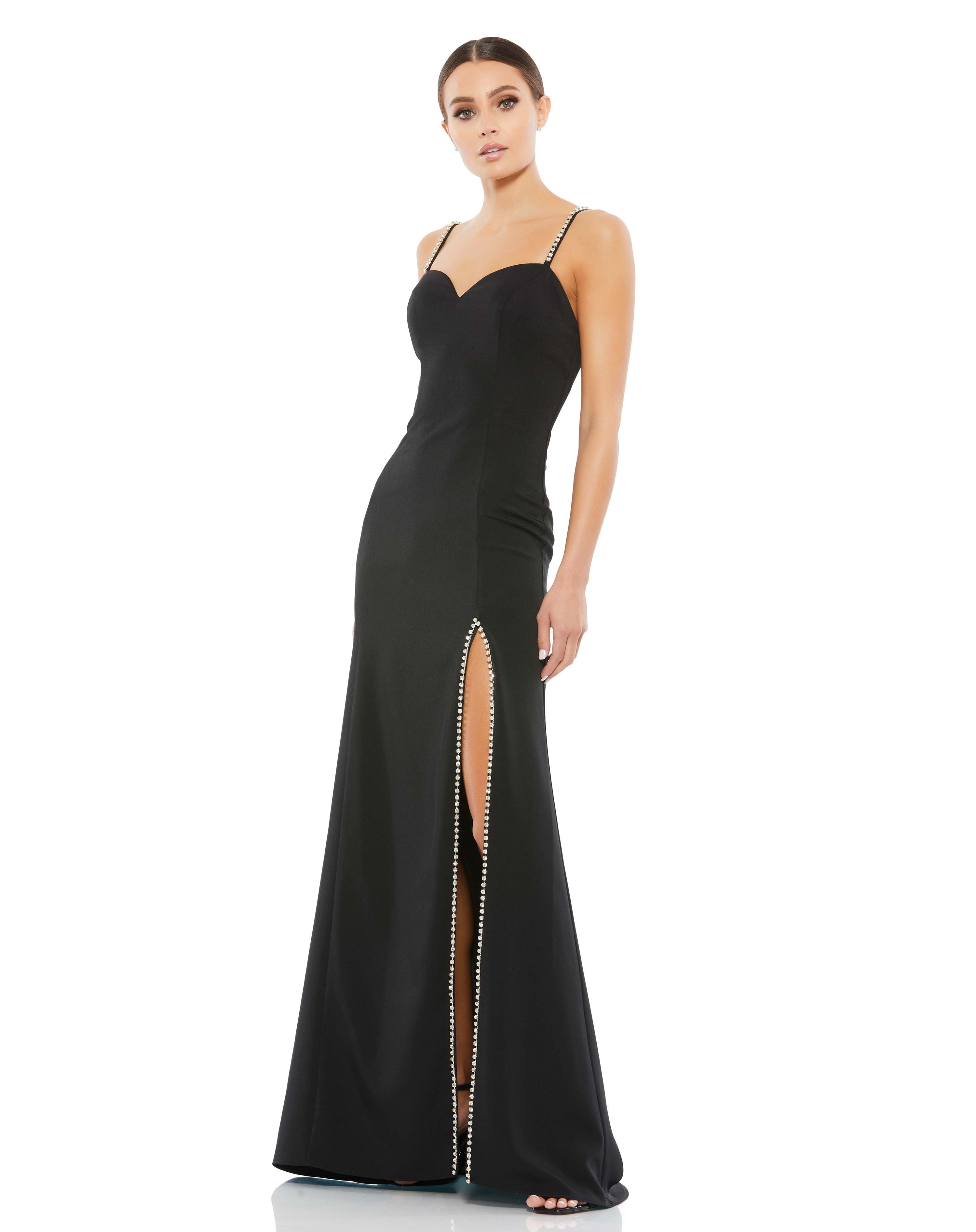 Black evening dress with best sale side split